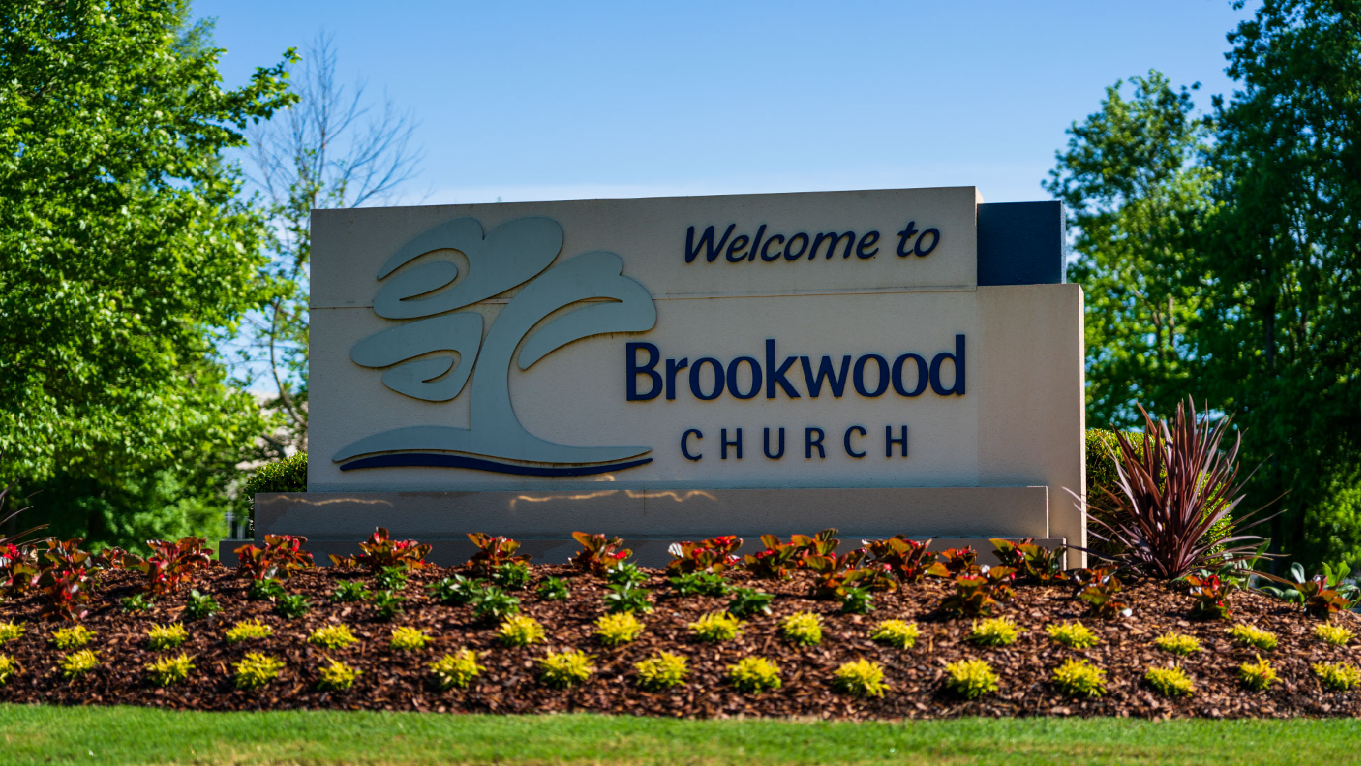 The sign at the front of the Brookwood Church property